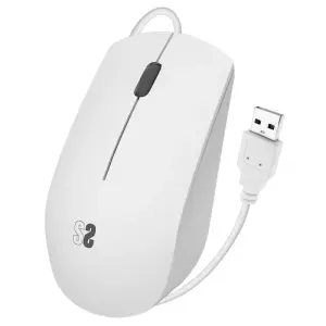 Subblim Ratón Óptico Ergonómico Silent Click Blanco - Cableado y Minimalista