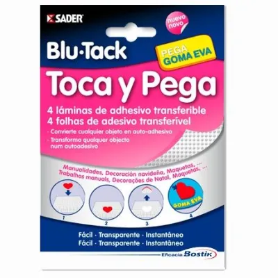 Bostik Adhesivo Transferible Blu Tack Toca y Pega - 4 Láminas