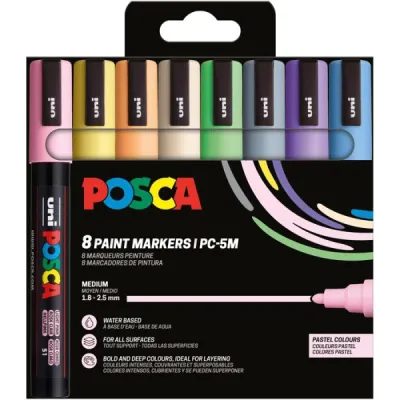 Posca Estuche de 8 Marcadores de Pintura Punta de Bala 1.8-2.5mm Colores Pastel