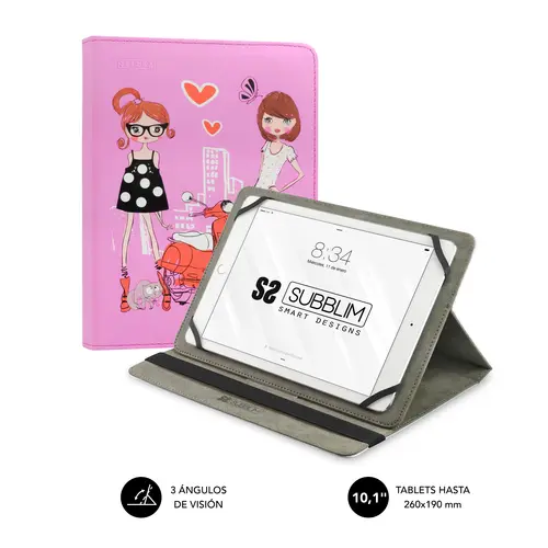 Subblim Funda Tablet Universal Trendy 9.6" A 11" - Posicion Stand Con 2 Angulos De Vision - Soporte Antideslizante - Colores Varios