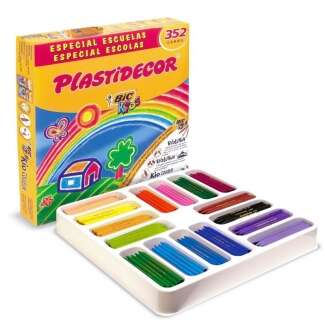Bic Kids Plastidecor Caja De 352 Lapices De Cera - Extraresistentes - Facil De Sacar Punta - No Mancha - Ideal Para Colegios - Colores Surtidos