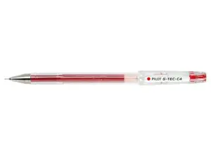 Pilot G-Tec C4 Bolígrafo de Gel Recargable 0.4mm Punta Extra Fina Color Rojo