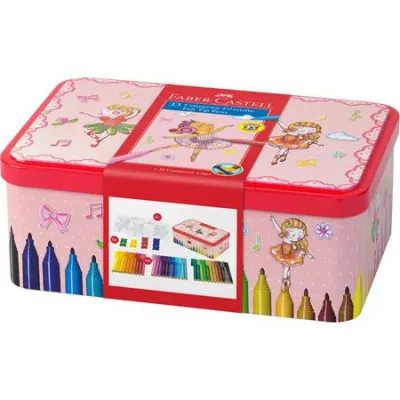 Faber Castell 33 Rotuladores Connector Bailarina + Accesorios C/Surtidos Caja Regalo Metálica 45 Piezas