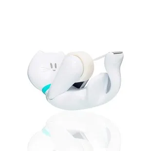 Scotch Dispensador de Cinta Adhesiva en Forma de Gato, 19mm x 8.89m, Color Blanco