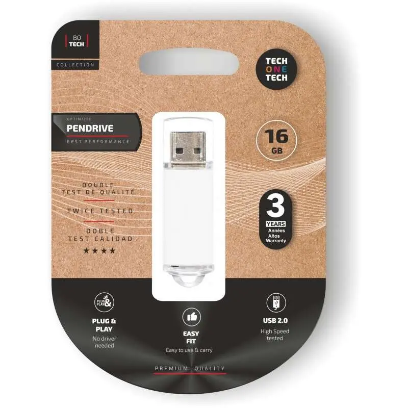 TECH ONE TECH Pendrive 16GB USB 2.0 Blanco