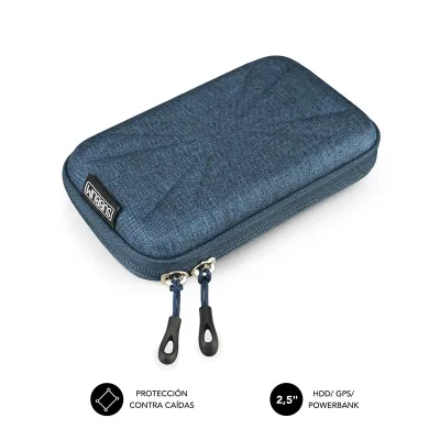 Subblim Funda Rígida Para Disco Duro - Medida: 145 Mm - Protección Óptima Contra Golpes - Diseño Elegante - Compartimentos Para Cables Y Accesorios - Color Azul
