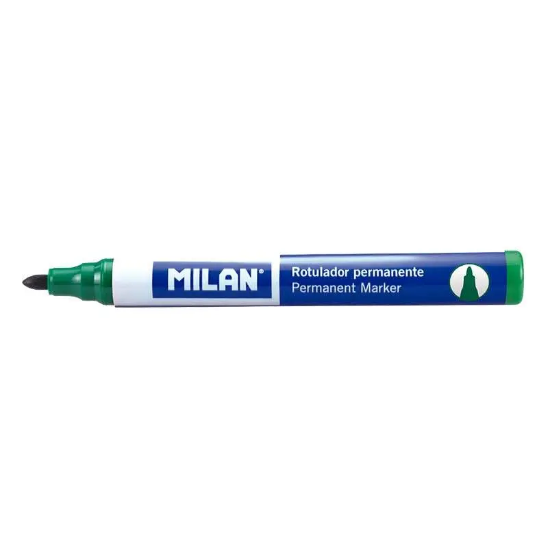 Milan Rotulador Permanente Punta Redonda Ø4mm Verde Caja 12 Unidades