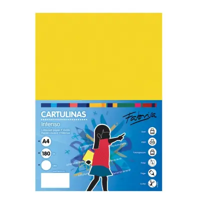 Fabrisa Pack de 50 Cartulinas A4 180 g/m² Color Amarillo Fuerte