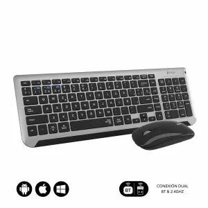 Subblim Combo Dual Prestige - Teclado y Ratón Inalámbricos Bluetooth y 2.4G - Color Gris Negro