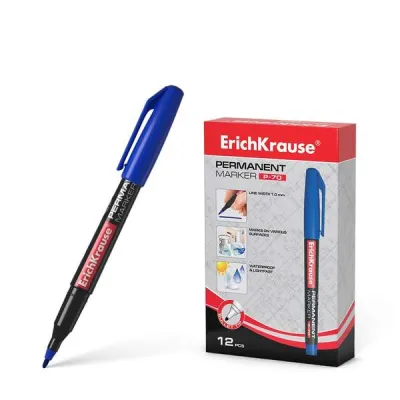 ErichKrause Marcador Permanente P-70 Punta de Bala 1.0mm Color Azul Resistente al Agua y a la Luz