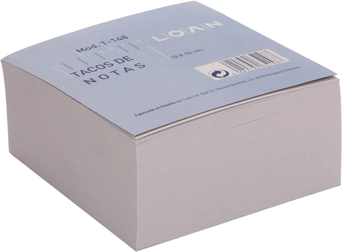 Loan Taco De Notas Encoladas 500H 10X10Cm Blanco - Papelería