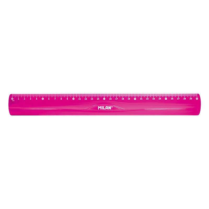 Milan Regla Flexible Y Resistente - Longitud 30Cm - Color Rosa Translucido
