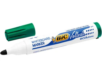 Bic Velleda 1701 Ecolutions Marcadores Para Pizarra - Punta Redonda - Trazo De 1.5 Mm - Tinta Con Base De Alcohol - Ecologico - Borrado Optimo - Color Verde