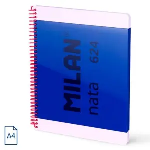 Milan Cuaderno Espiral A4 80H 95gr 5x5mm Tapa Dura Colección Nata Azul