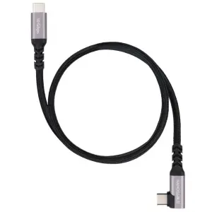 Nanocable Cable USB-C Macho Acodado 90º 3m 100W 10Gbps 4K Algodón Trenzado Negro