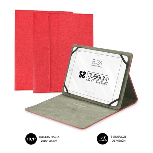 Subblim Clever Stand Case para Tablet - Funda Universal con Diseño Moderno y 3 Ángulos de Visión - Color Negro