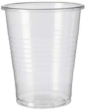Vaso Agua 200ml PP Transparente - Paquete de 100 Unidades