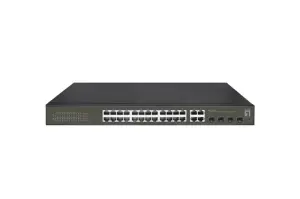 Level One Switch Semigestionable 24 Puertos PoE 10/100/1000 380W + 4 Puertos SFP Combo