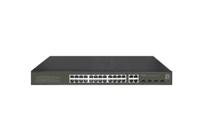 Level One Switch Semigestionable 24 Puertos PoE 10/100/1000 380W + 4 Puertos SFP Combo