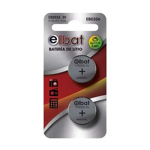 Elbat Pack de 2 Pilas de Litio CR2032 3V