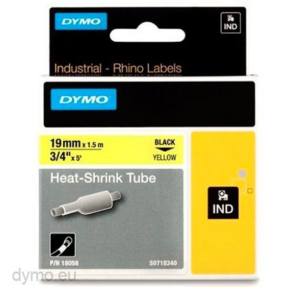 Dymo Rhino Cinta  Id1-19, Negro Sobre Amarillo 19Mmx1´5M, Tubo Termorretractil (S0718340)