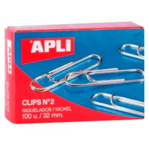 Apli Clips Niquelados Nº 2 - 32mm Caja 100 Unidades