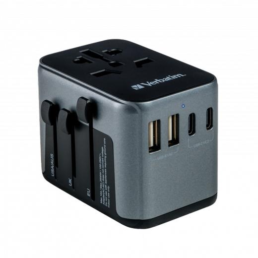 Verbatim Uta-03 Adaptador Universal De Viaje Con 1 Puerto Usb-C - 2 Puerto Usb-A - 2 Puerto Usb-C