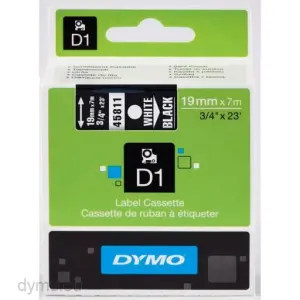 DYMO CINTA DE TRANSFERENCIA TÉRMICA D1 - BLANCO SOBRE NEGRO - 19MMX7M - POLIESTER - ROTULADORA LABELMANAGER