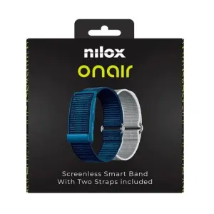 Nilox Pulsera Inteligente Bluetooth Sin Pantalla, Incluye Pulseras Azul y Plata