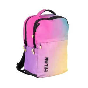 Milan Mochila Escolar 25L con 5 Cremalleras y Compartimento Acolchado Rosa