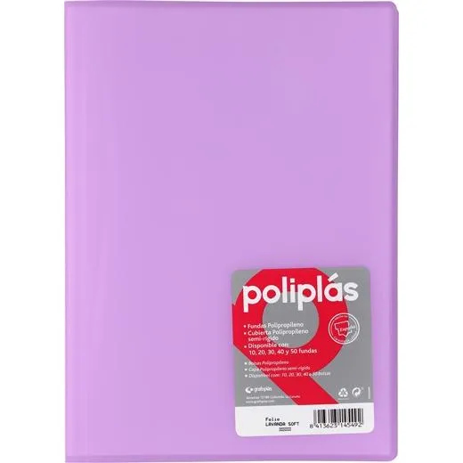 Grafoplás Carpeta Con Fundas Poliplás Soldadas Folio 10 Fundas Pp Semirígido Translúcido Lavanda Soft