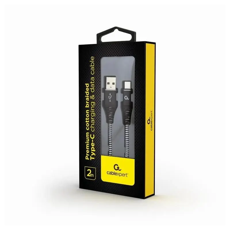 Gembird Cable USB Tipo C Trenzado de Algodón 2m