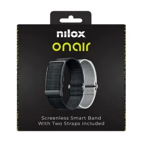 Nilox Pulsera Inteligente Bluetooth Sin Pantalla, Incluye Pulseras Negro y Plata