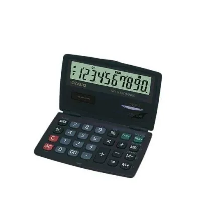 Casio SL-210TE Calculadora de Bolsillo 10 Dígitos Plegable Pantalla Grande Solar y Pila Gris Oscuro