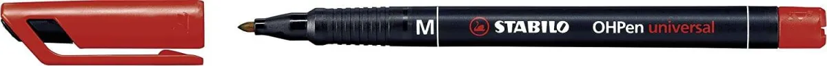 Stabilo Ohpen Rotulador Permanente - Punta Media - Trazo De 1Mm - Agarre Antideslizante - Tapon Ventilado - Color Rojo
