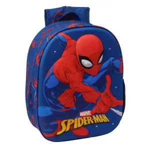 Safta Mochila 3D Spider-Man con Luces LED, Portabotellas y Hombreras Acolchadas - 8.64L - Azul