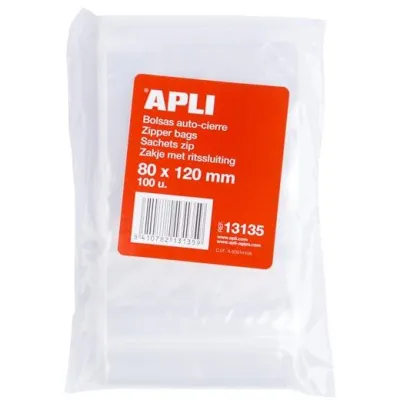 Apli Bolsas Autocierre 80X120Mm Ldpe Transparente Pack 100 Ud