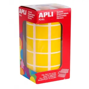 Apli Rollo de Gomets Cuadrados Amarillos - Adhesivo Permanente - 1.770 Unidades
