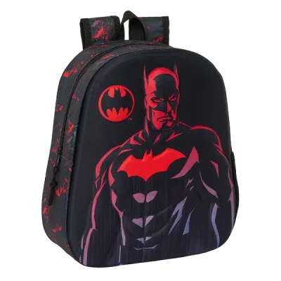 Safta Mochila 3D Batman con Asa de Mano y Portabotellas Lateral 27x33x10cm Color Negro