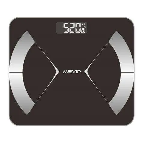 Muvip Body Muscle Bascula De Baño Digital Bluetooth - Pantalla Lcd - Plataforma De Cristal Templado - 10 Memorias - Peso Max. 180Kg - Auto Apagado