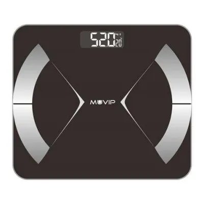 Muvip Báscula de Baño Digital Bluetooth con Pantalla LCD y Plataforma de Cristal Templado, 180kg Max, 10 Memorias, Auto Apagado