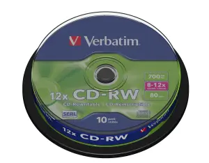 Verbatim CD-RW 700MB 12X Regrabable Scratch Resistant - 10 Pack Spindle