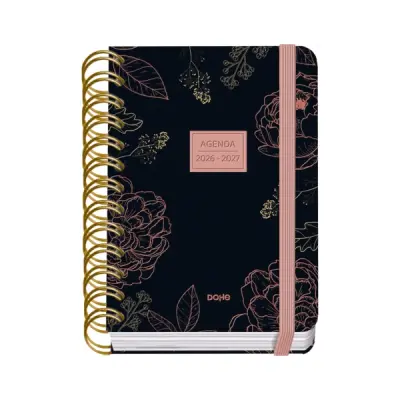 Dohe Agenda Escolar Premium Noir 26/27 A6 Día Página Cartón Plastificado Espiral Negra 12x17x3cm