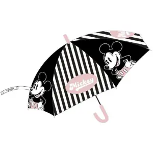 Safta Paraguas Manual Mickey Mouse 76cm 8 Paneles PVC Transparente Negro y Blanco