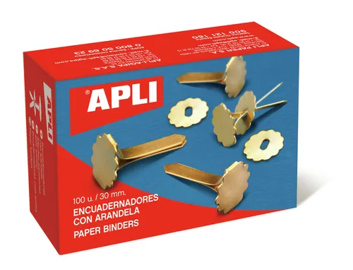 Apli Encuadernadores Metálicos Con Arandela Dorados 18Mm - 100Ud-