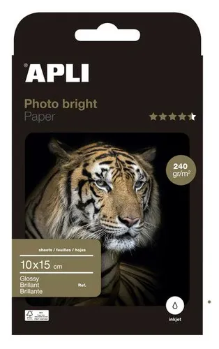 Apli Papel Fotográfico Photobright 10 x 15 cm 240g 100 Hojas