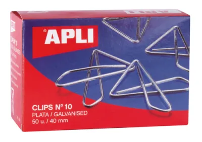 Apli Clips Mariposa Nº 10 - 40mm - Caja 50 Unidades Plateados