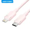Vention Cable de Carga USB-C a Lightning Aluminio Trenzado 480Mbps 3A 27W Rosa