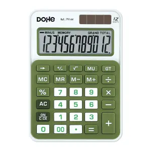 Dohe Calculadora Electrónica 12 Dígitos Solar y a Pilas con Teclas de Memoria