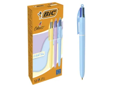 Bic Bolígrafo Retráctil 4 Colores Pastel Punta Media 1.0mm Tinta a Base de Aceite